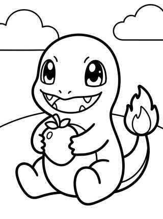 Desenho de Charmander Eating a Berry para colorir e imprimir grátis