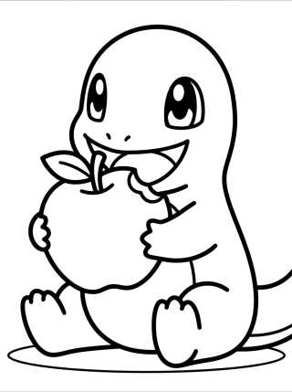 Desenho de Charmander Eating an Apple para colorir e imprimir grátis
