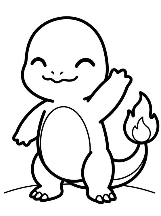 Desenho de Happy Waving Charmander para colorir e imprimir grátis