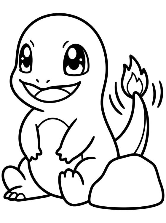 Desenho de Cute Charmander Wagging Tail para colorir e imprimir grátis