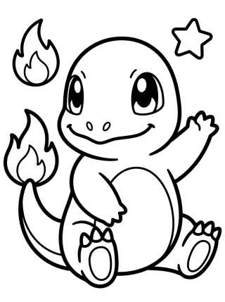 Desenho de Cute Waving Charmander para colorir e imprimir grátis