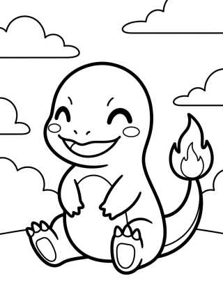 Desenho de Happy and Cute Charmander para colorir e imprimir grátis