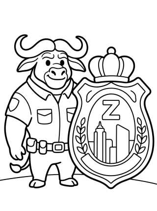 Desenho de Chief Bogo with Police Badge para colorir e imprimir grátis