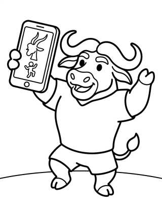 Chief Bogo Dancing with Smartphone para colorir Desenho de Chief Bogo Dancing with Smartphone para colorir e imprimir grátis
