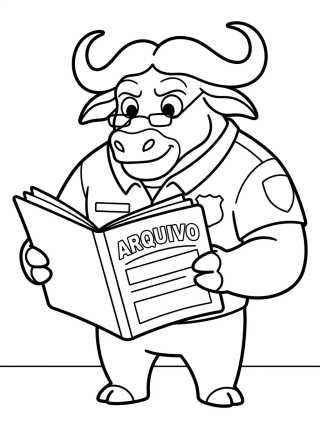 Desenho de Chief Bogo with Glasses Reading File para colorir e imprimir grátis