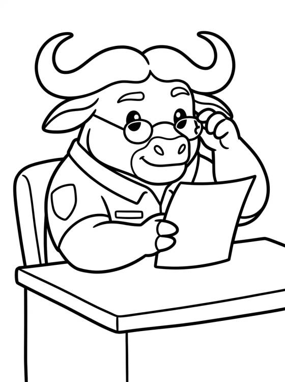 Desenho de Chief Bogo Reading with Glasses para colorir e imprimir grátis