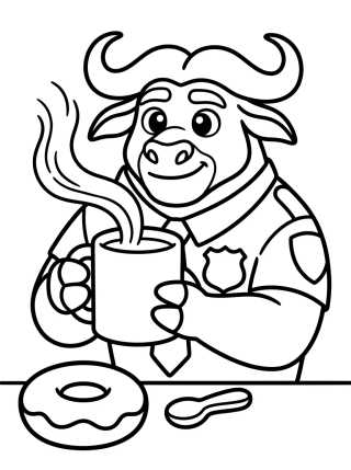 Desenho de Chief Bogo Drinking Coffee para colorir e imprimir grátis