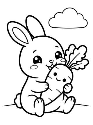 Desenho de Bunny Eating a Carrot para colorir e imprimir grátis