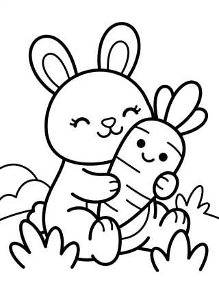Desenho de Bunny Eating a Carrot para colorir e imprimir grátis