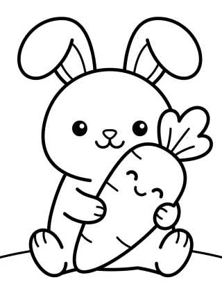 Desenho de Bunny Eating a Carrot para colorir e imprimir grátis