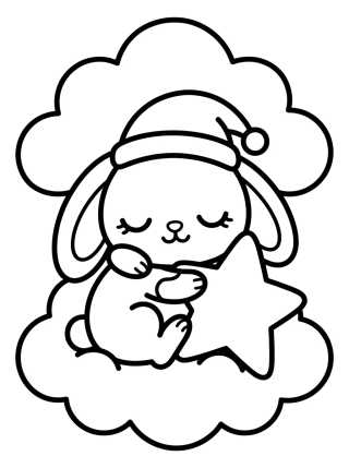 Desenho de Bunny Sleeping on a Cloud para colorir e imprimir grátis