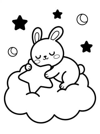Desenho de Bunny Sleeping on a Cloud para colorir e imprimir grátis