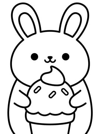 Desenho de Cute Bunny Enjoying Ice Cream para colorir e imprimir grátis