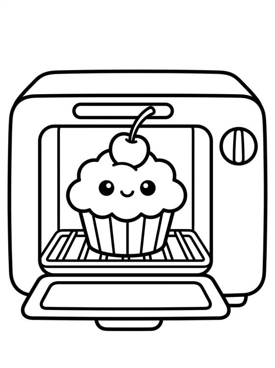 Desenho de Charming Cupcake in the Oven para colorir e imprimir grátis