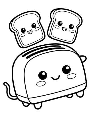 Desenho de Cheerful Toaster and Smiling Toast para colorir e imprimir grátis