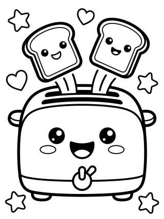 Desenho de Happy Toaster with Toast para colorir e imprimir grátis