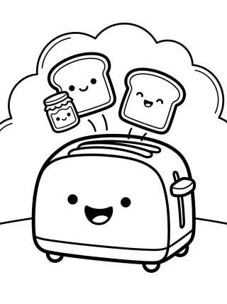 Desenho de Happy Toaster and Sweet Toast para colorir e imprimir grátis
