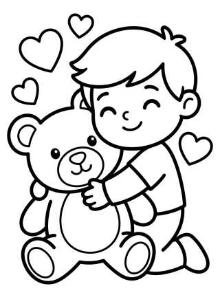 Desenho de Dan Hugging a Teddy Bear para colorir e imprimir grátis