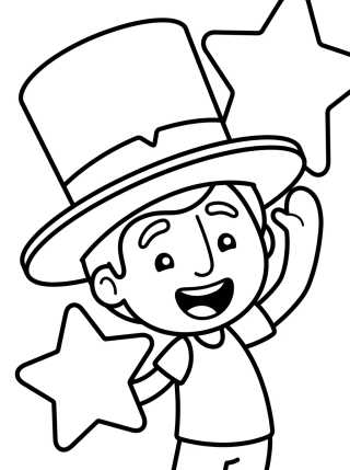Desenho de Dan Playing with the Top Hat para colorir e imprimir grátis
