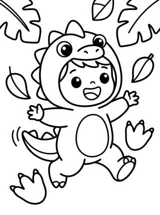 Desenho de Dan Playing Dinosaur para colorir e imprimir grátis