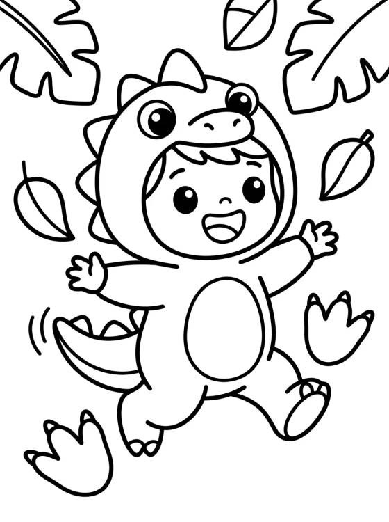 Desenho de Dan Playing Dinosaur para colorir e imprimir grátis