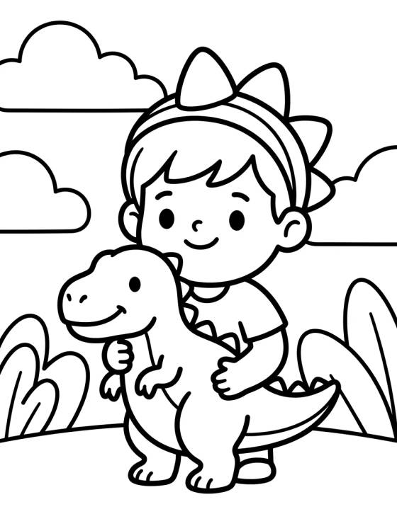 Desenho de Dan Playing Dinosaur para colorir e imprimir grátis