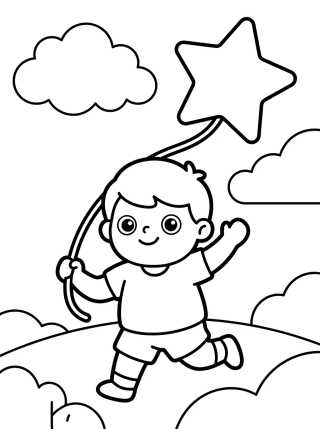 Desenho de Dan Flying a Kite para colorir e imprimir grátis