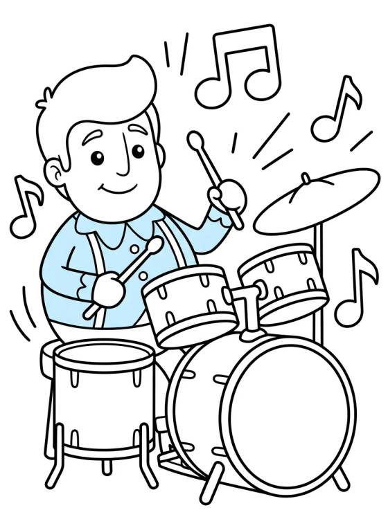 Desenho de Dan Playing the Drums para colorir e imprimir grátis