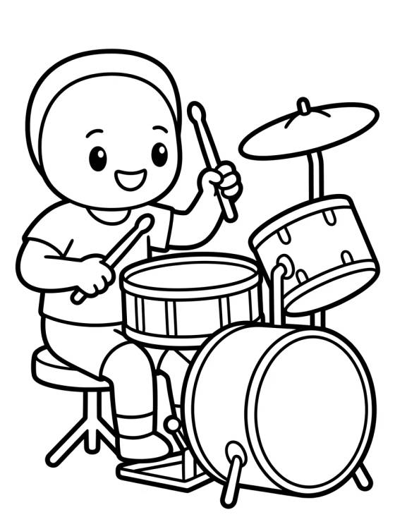 Dan Playing Drums para colorir Desenho de Dan Playing Drums para colorir e imprimir grátis