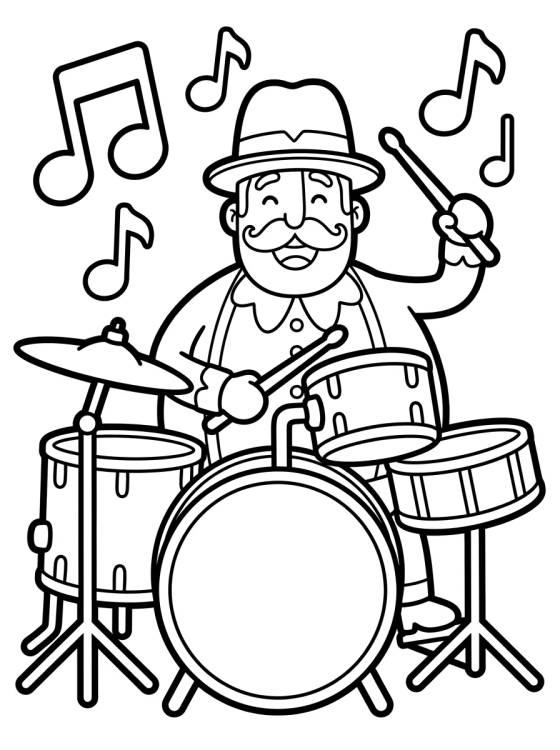 Dan Playing the Drums para colorir Desenho de Dan Playing the Drums para colorir e imprimir grátis