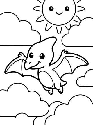 Desenho de Baby Pterodactyl Flying para colorir e imprimir grátis
