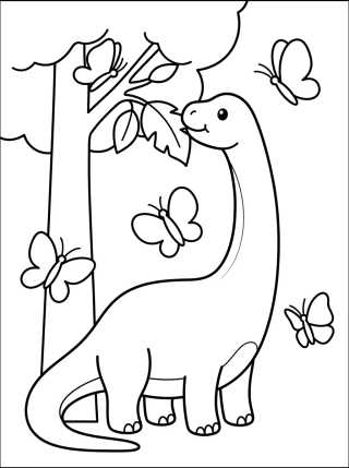 Desenho de Long-Necked Brontosaurus para colorir e imprimir grátis