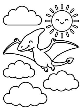 Desenho de Pterodactyl in the Clouds para colorir e imprimir grátis