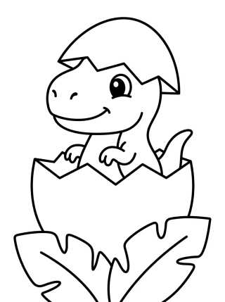 Desenho de Cute Baby T-Rex Hatching para colorir e imprimir grátis
