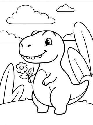 Desenho de Cute Baby T-Rex para colorir e imprimir grátis