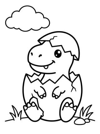 Desenho de Cute Baby T-Rex in Egg para colorir e imprimir grátis
