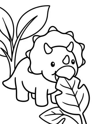 Desenho de Friendly Triceratops Eating Leaves para colorir e imprimir grátis