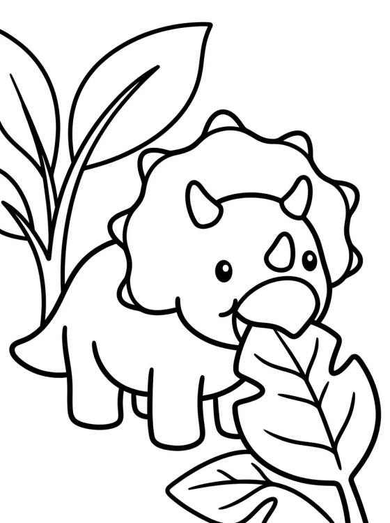 Desenho de Friendly Triceratops Eating Leaves para colorir e imprimir grátis