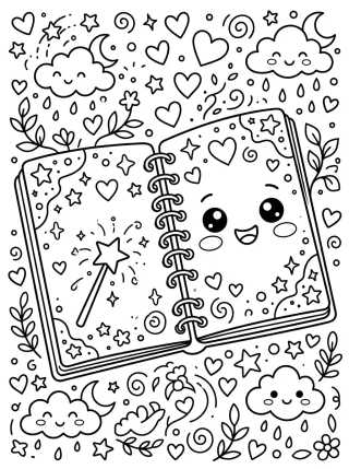 Desenho de Open Magic Notebook para colorir e imprimir grátis