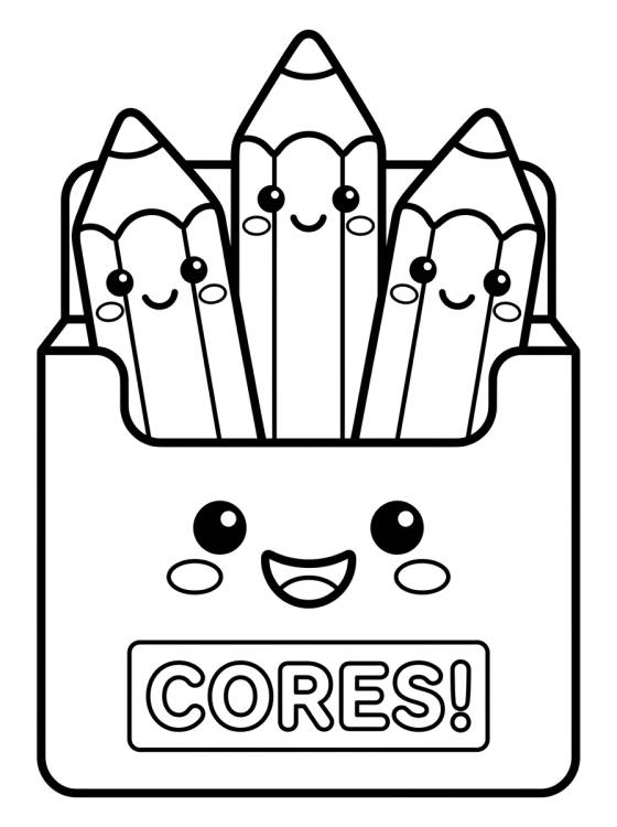 Desenho de Happy Box of Colored Pencils para colorir e imprimir grátis