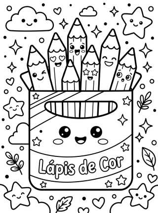 Desenho de Happy Box of Colored Pencils para colorir e imprimir grátis