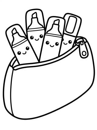 Desenho de Pencil Case Full of Markers para colorir e imprimir grátis