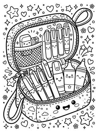 Desenho de Pencil Case Full of Cuties para colorir e imprimir grátis