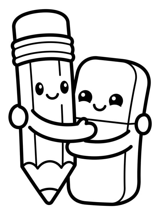 Desenho de Pencil and Eraser Best Friends para colorir e imprimir grátis