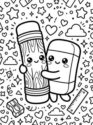 Desenho de Pencil and Eraser Best Friends para colorir e imprimir grátis