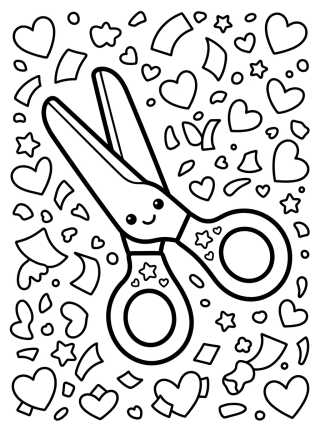 Desenho de Cute Scissors and Confetti para colorir e imprimir grátis