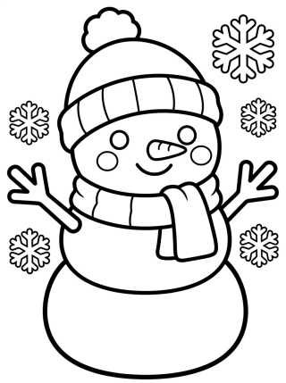 Desenho de Winter Snowman Scene para colorir e imprimir grátis