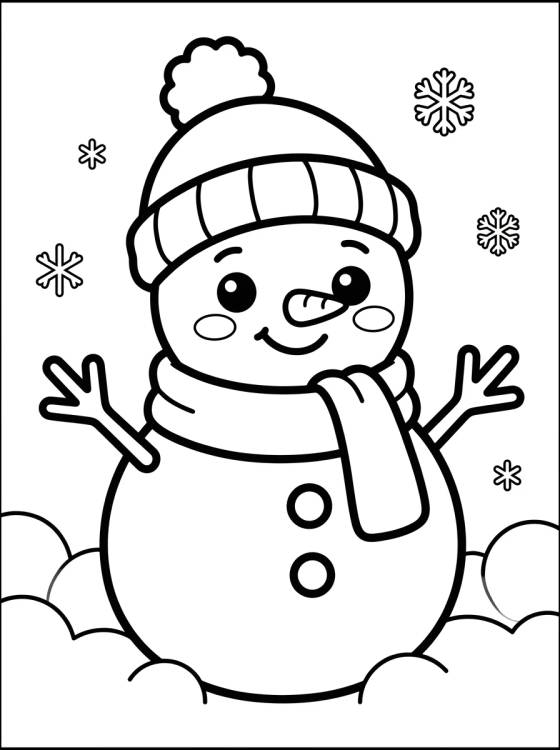 Desenho de Winter with a Snowman para colorir e imprimir grátis