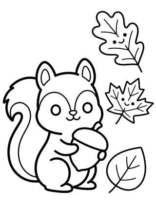 Desenho de Autumn and Falling Leaves para colorir e imprimir grátis