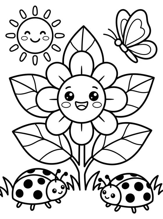 Desenho de Cute and Flowery Spring para colorir e imprimir grátis